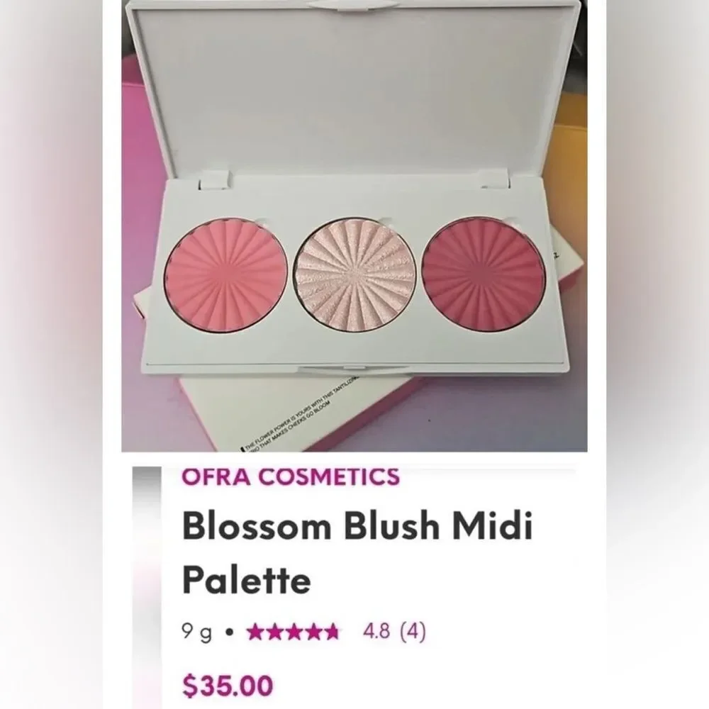 NIB OFRA Cosmetics Blossom Blush Midi Palette with 3 Pink Shades